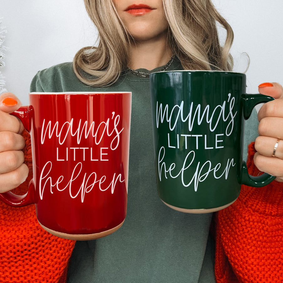 Coffee mug Mama's Little Helper by Gia Roma in red and green, set of 2 on Tampa Home & Garden Store