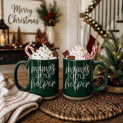 Mama's Little Helper mugs by Gia Roma, dark green ceramic (2-pack) on Tampa Home & Garden Store