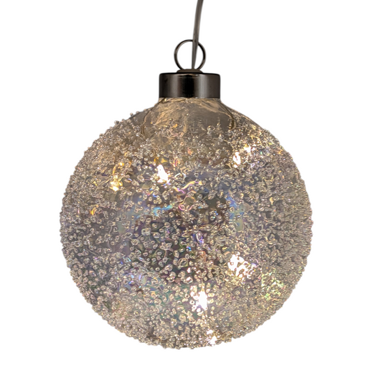 Boule de Noël lumineuse USB en verre irisé transparent - Moelleuse