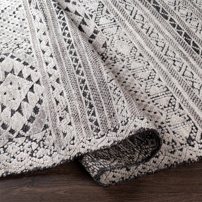 Hemyock Premium Wool&Viscose Rug with beige ivory and black geometric pattern on Tampa Home & Garden Store