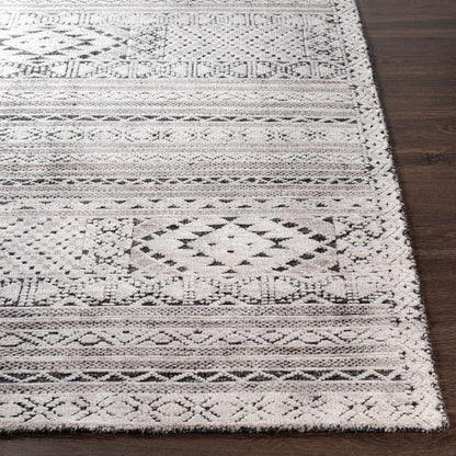 Hemyock premium wool-viscose rug by Boutique Rugs in gray ivory geometric pattern on Tampa Home & Garden Store