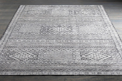 Hemyock Premium Wool&Viscose Carpet rug in gray geometric motif by Boutique Rugs, clearance on Tampa Home & Garden Store