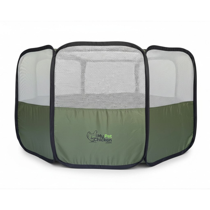 Hen Pen Starter Pop-Up Chick Brooder green fabric with mesh panels by My Pet Chicken on Tampa Home & Garden Store