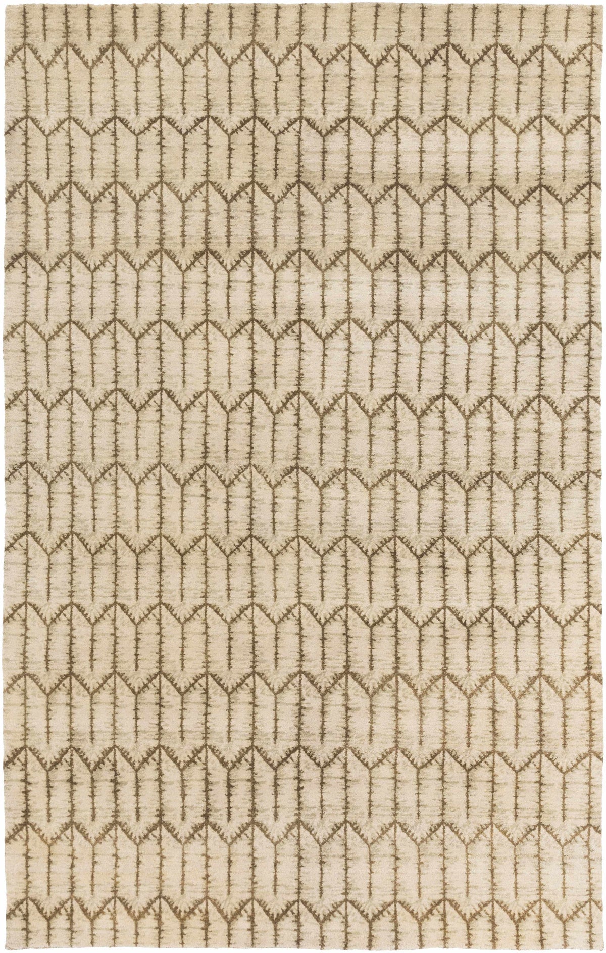 Hennessey Area Rug by Boutique Rugs in beige with brown geometric zigzag pattern on Tampa Home & Garden Store