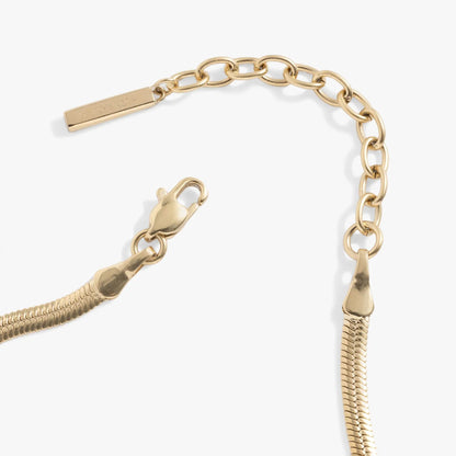 Everyday Herringbone Chain Bracelet by Alex and Ani gold-tone with chunky links and logo tag on Tampa Home & Garden Store