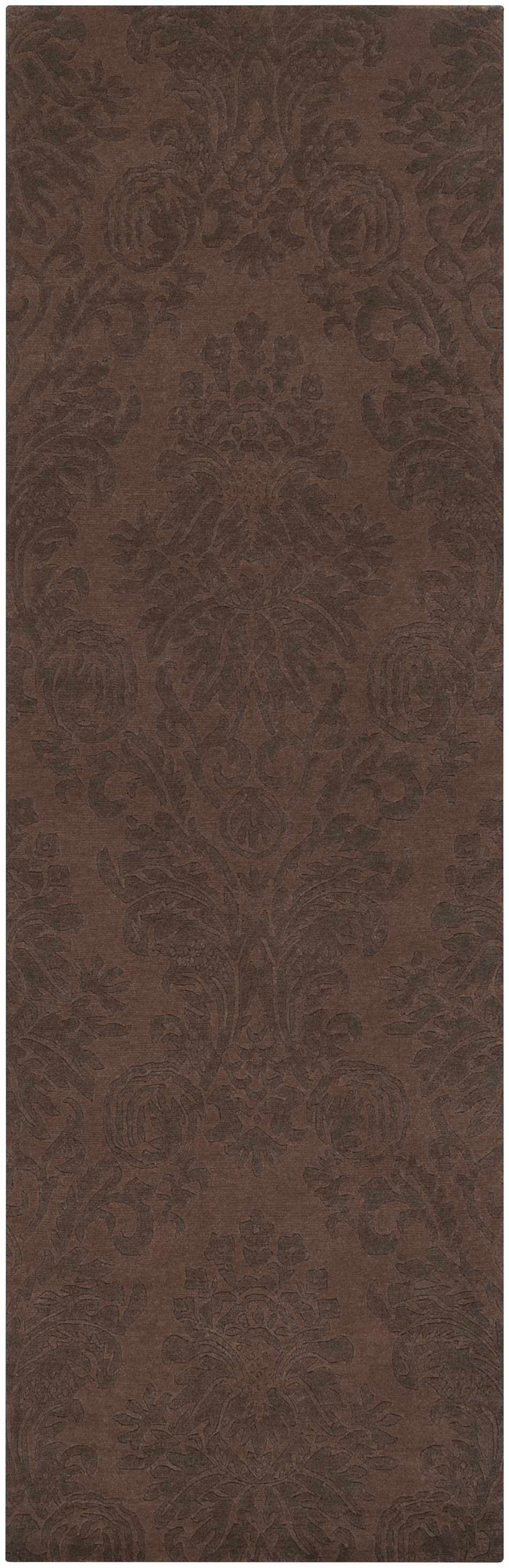 Heywood Area Carpet rug in dark brown damask pattern by Boutique Rugs, clearance on Tampa Home & Garden Store