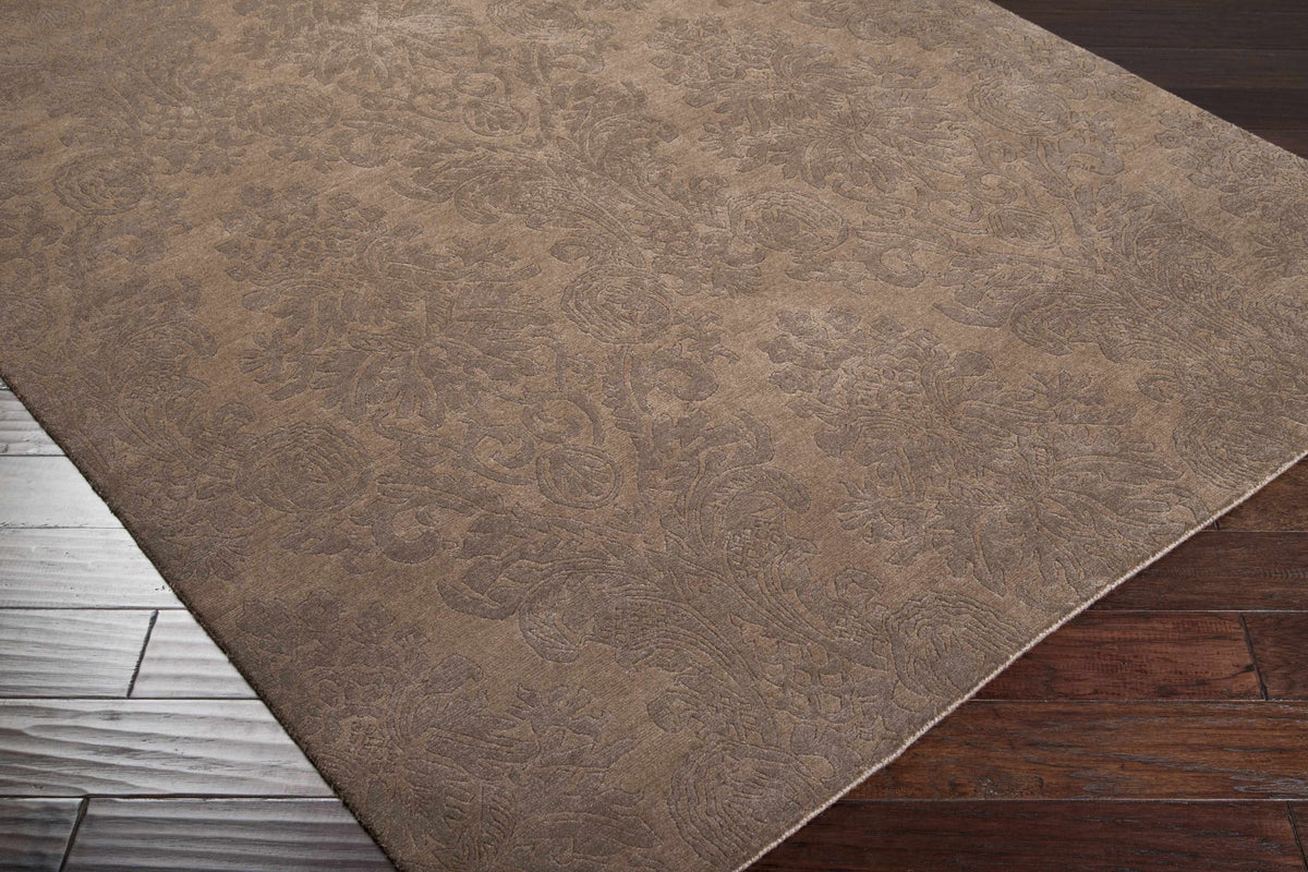 Heywood Area Carpet rug by Boutique Rugs in brown with intricate damask pattern on Tampa Home & Garden Store