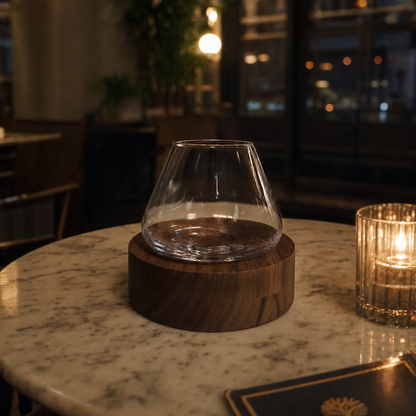 Kami Rotating Crystal Wine Glass with Coaster