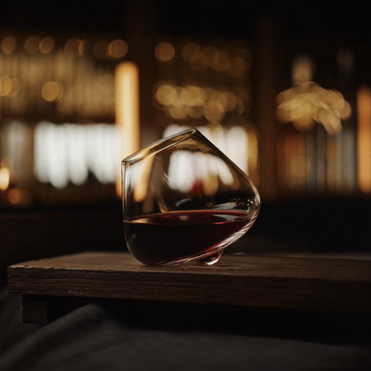 Kami Rotating Crystal Wine Glass with Coaster