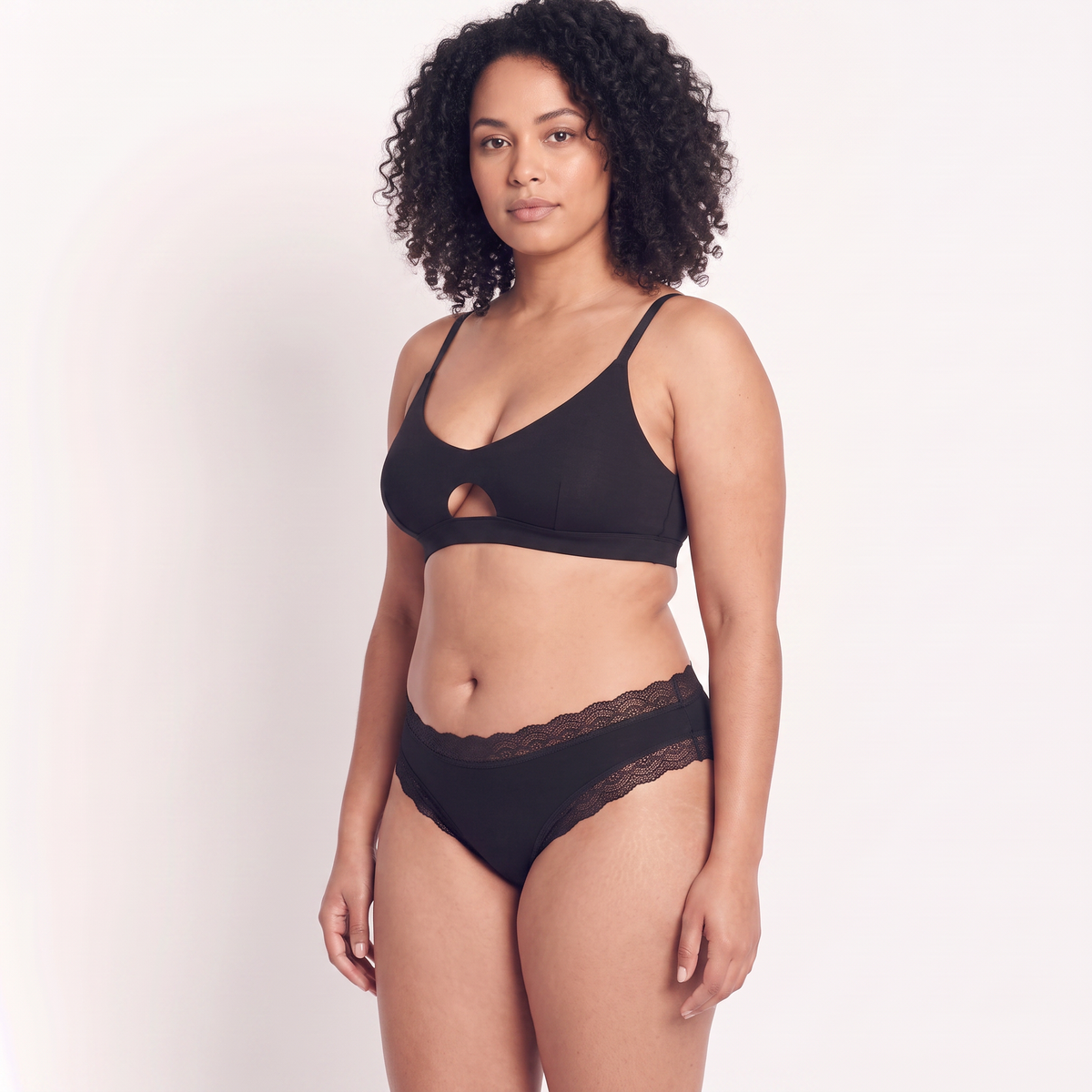 Organic Lace Mid-rise Brief by Net Positive in black organic cotton with lace trim on Tampa Home & Garden Store