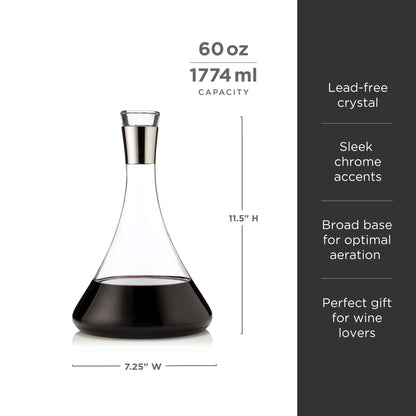 Irving Chrome Rimmed Crystal Decanter and Glass