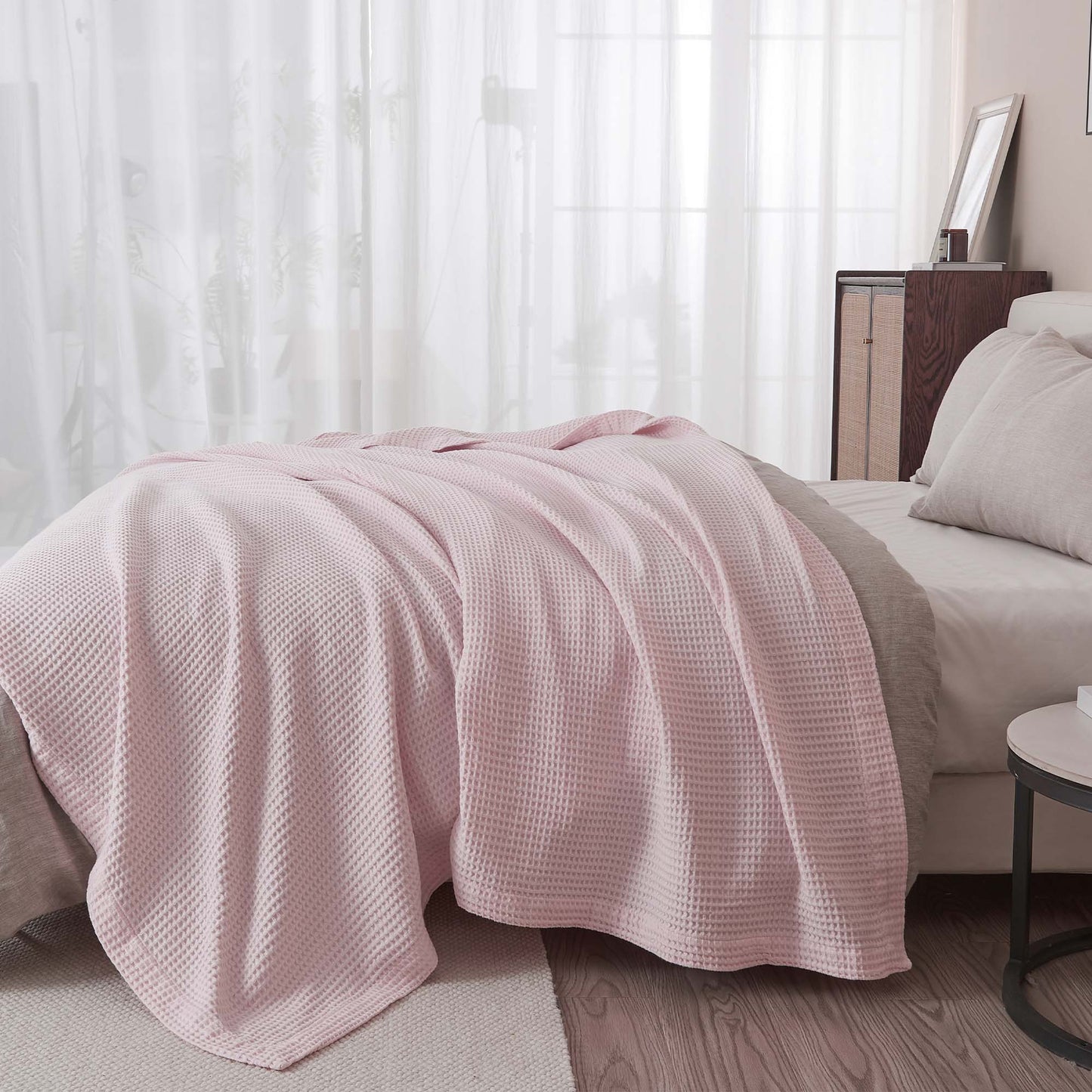 Organic Cotton And Waffle Weave Throw Blanket