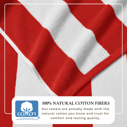 Cotton And Velour Cabana Stripe Beach Towel