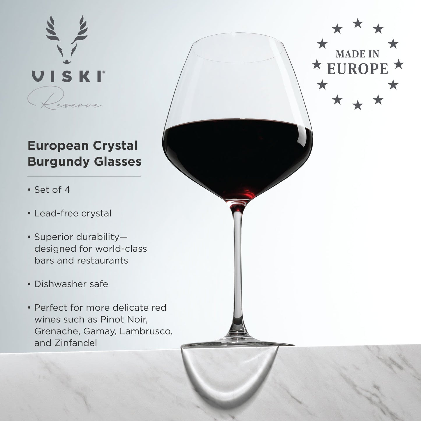 Inez Crystal Burgundy Wine Glasses Set of Four