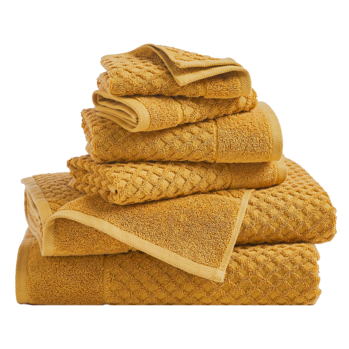 Cotton Diamond Waffle Weave Bath Towel Set