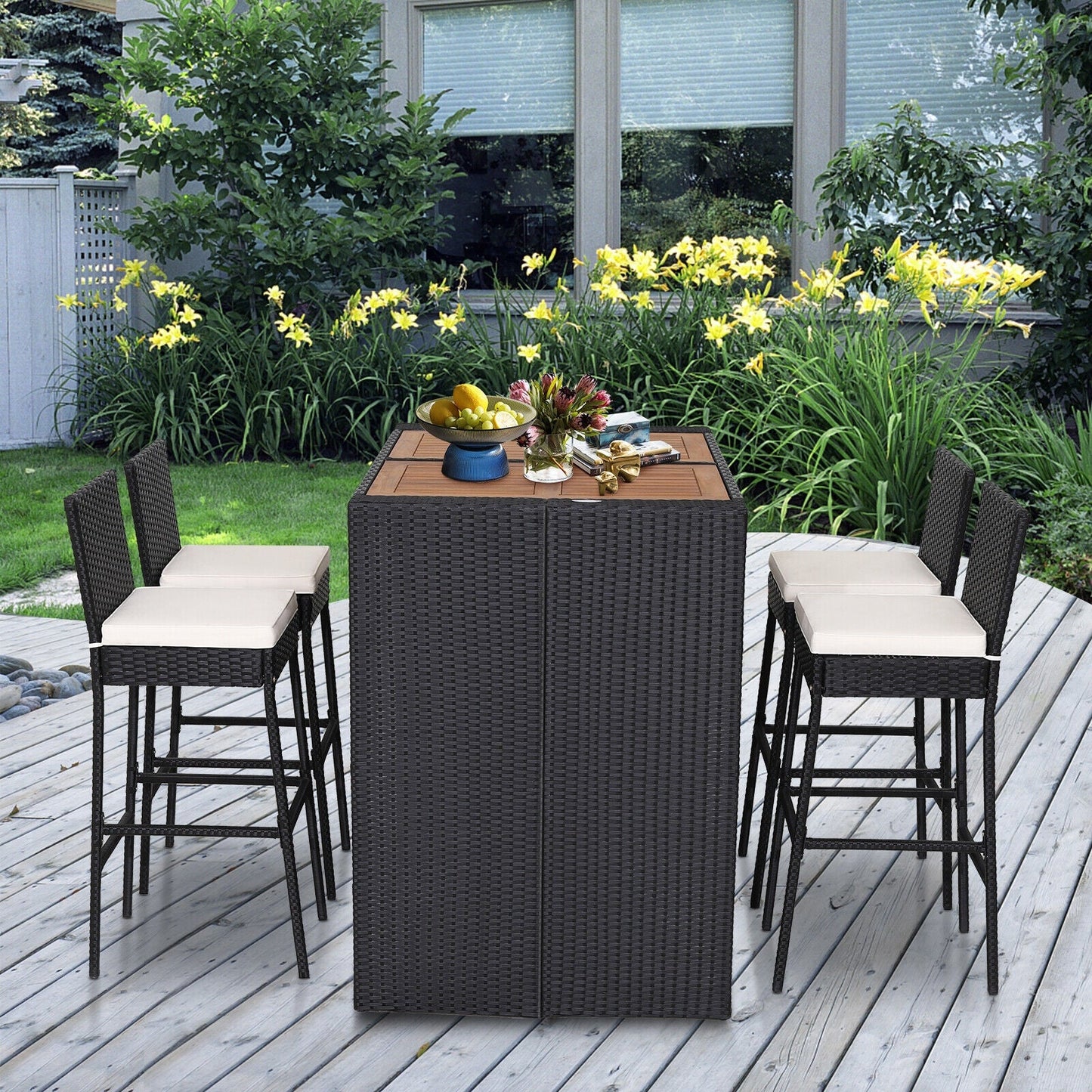 Juego de comedor de patio de madera de acacia de 5 piezas