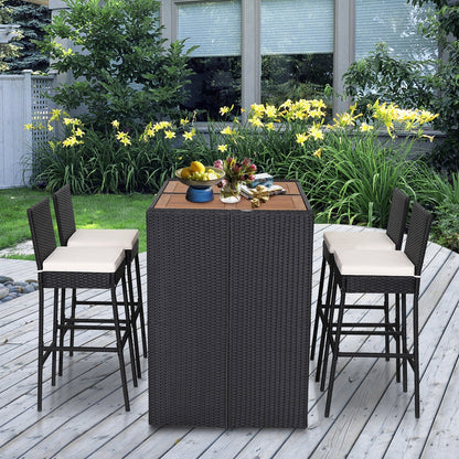 Juego de comedor de patio de madera de acacia de 5 piezas
