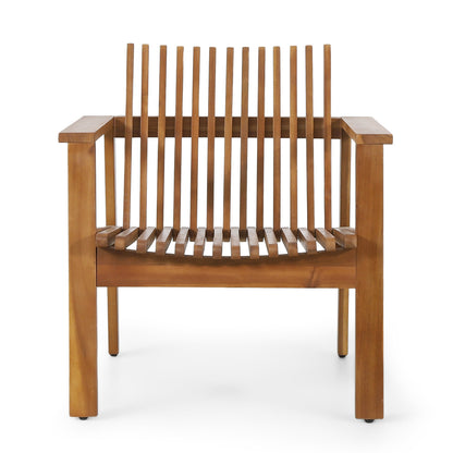Set of Acacia Wood Slatted Outdoor Club Chairs