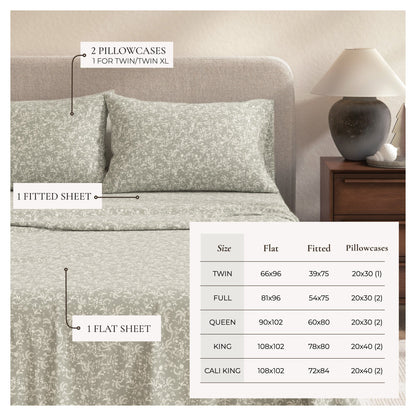 Turkish Cotton Flannel Sheet Set and Floral