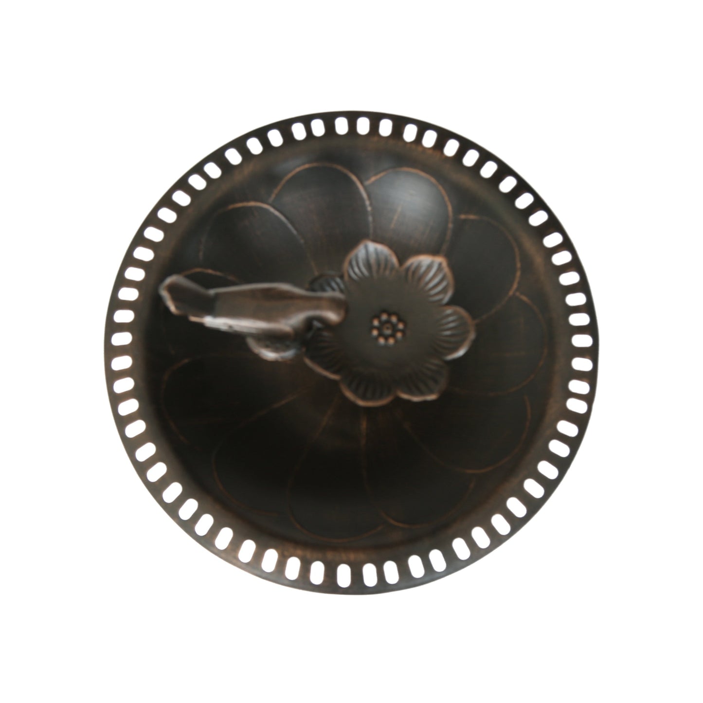 Outdoor Aluminum and Iron Bird Bath by HouseOfZazla; bronze round basin with floral motif on Tampa Home & Garden Store