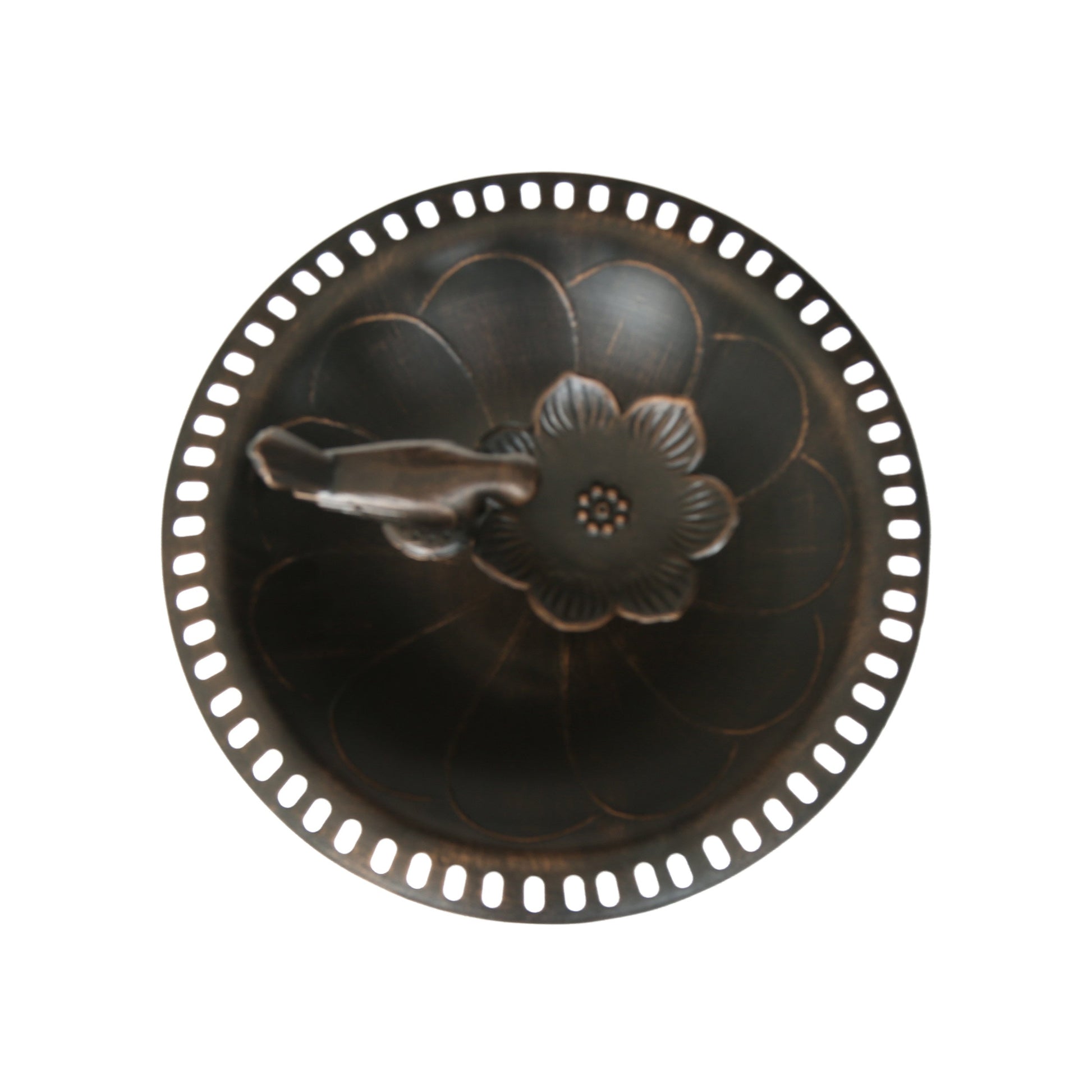 Outdoor Aluminum and Iron Bird Bath by HouseOfZazla; bronze round basin with floral motif on Tampa Home & Garden Store