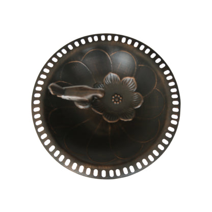 Outdoor Aluminum and Iron Bird Bath by HouseOfZazla; bronze round basin with floral motif on Tampa Home & Garden Store
