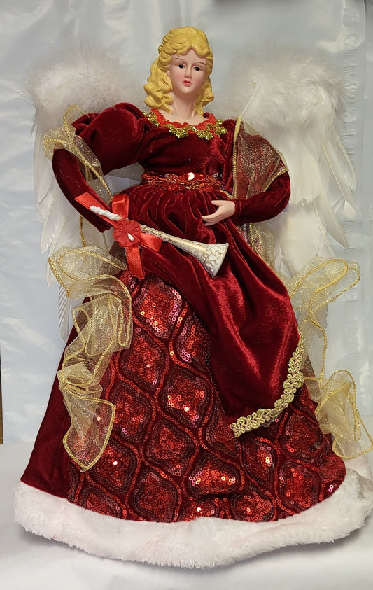16 Inch Regal Angel Treetopper - Burgundy - Tampa Home & Garden Store