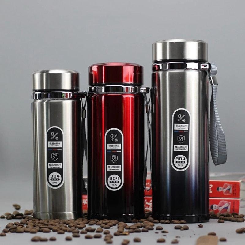Stevvex stainless steel thermos mugs set of 3 in silver red blue with strap, vacuum insulated on Tampa Home & Garden Store