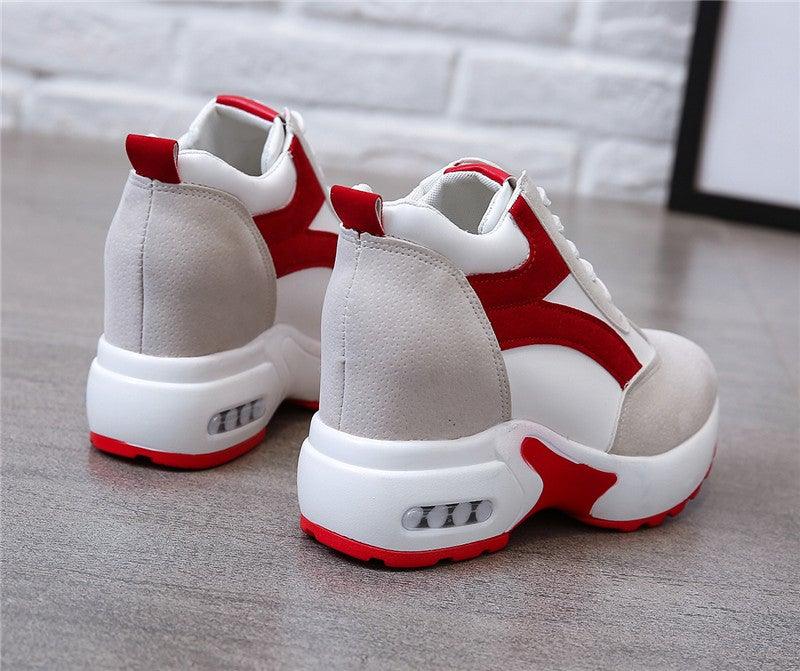 Stevvex women's sneakers red white gray with chunky platform sole and air cushion shoes on Tampa Home & Garden Store