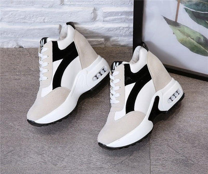 Stevvex platform sneakers beige black white pair with lace-up front and visible air cushions on Tampa Home & Garden Store