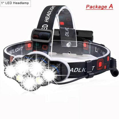 Stevvex 7-LED rechargeable headlamp with adjustable strap, USB charging, waterproof on Tampa Home & Garden Store
