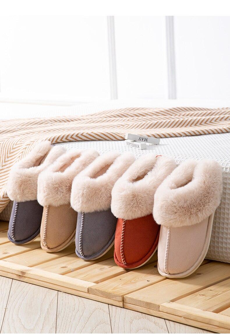 Stevvex women's cow suede slippers with plush fur lining and memory foam in 5 colors on Tampa Home & Garden Store