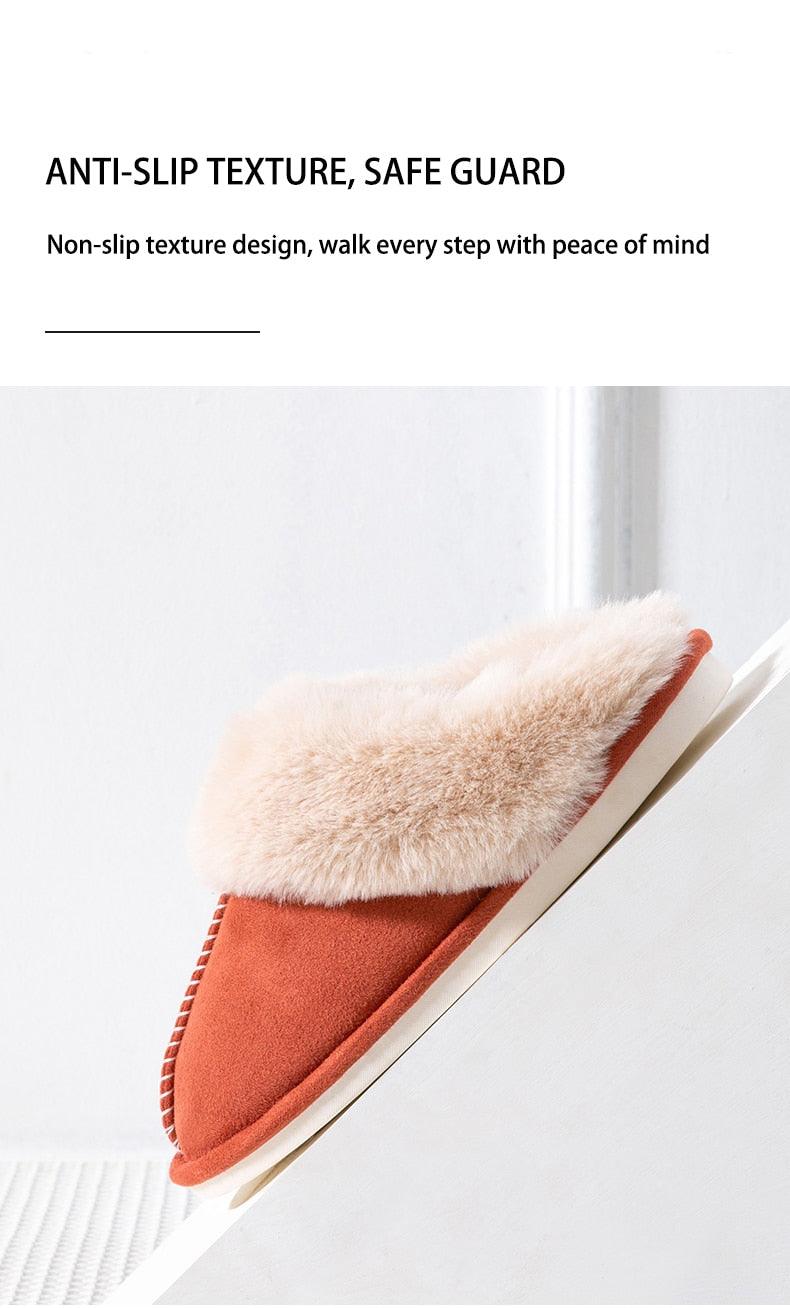 Stevvex slippers orange-red suede with cream plush fur lining memory foam on Tampa Home & Garden Store