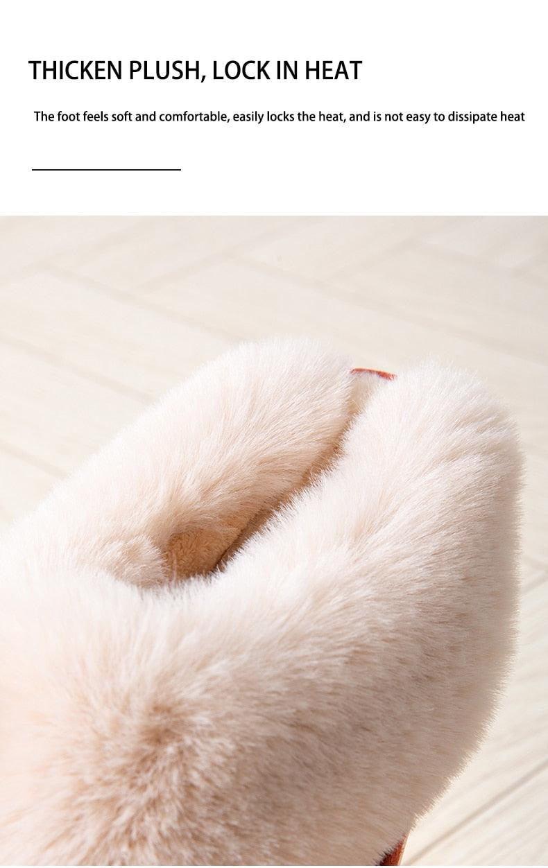 Stevvex women's plush fur lined slippers beige cow suede memory foam on Tampa Home & Garden Store