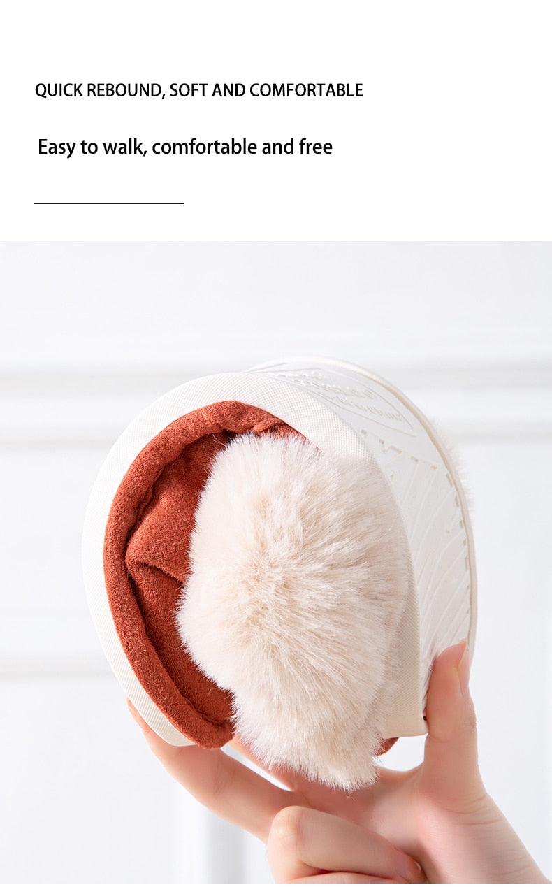 Slippers Stevvex plush fur lined, cow suede leather, white exterior, memory foam on Tampa Home & Garden Store