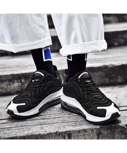 Men's Air Mesh Platform Sneakers black upper with white sole pair on Tampa Home & Garden Store
