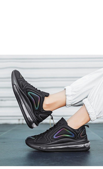 Men's air mesh platform sneakers Stevvex with black upper and iridescent panels, air sole on Tampa Home & Garden Store