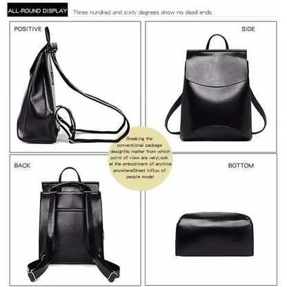 Stevvex black leather backpack ALU77184HCR, large-capacity fashion backpack on Tampa Home & Garden Store