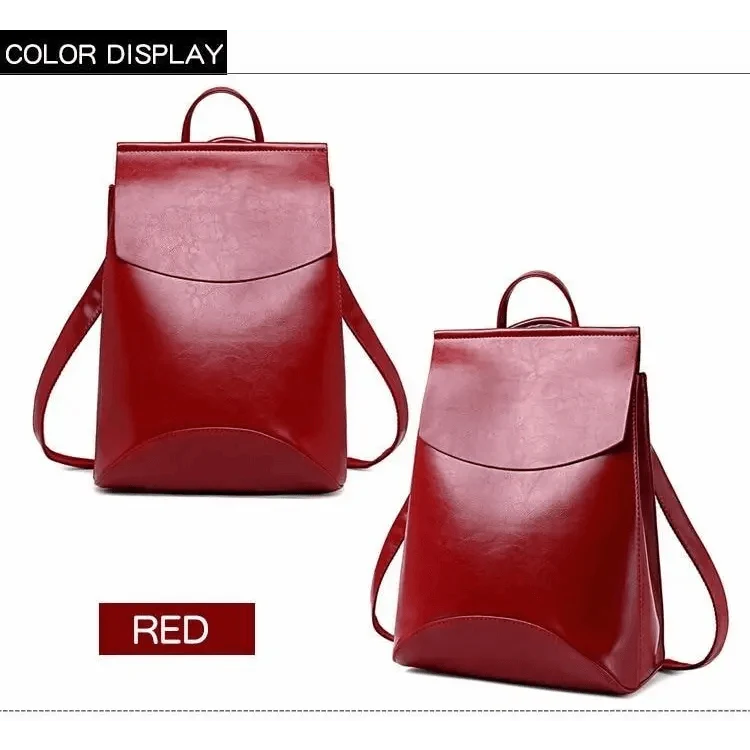 Stevvex red leather backpack, large capacity fashion backpack for women and teens, two red backpacks shown on Tampa Home & Garden Store