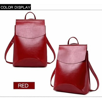 Stevvex red leather backpack, large capacity fashion backpack for women and teens, two red backpacks shown on Tampa Home & Garden Store