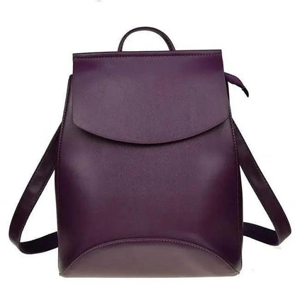 Stevvex purple leather backpack with flap, top handle and adjustable straps, large capacity on Tampa Home & Garden Store