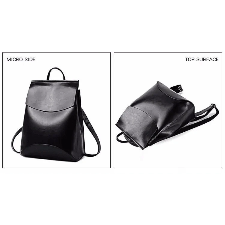 Stevvex leather backpack, black, large-capacity bag for women and teens, two-view display on Tampa Home & Garden Store
