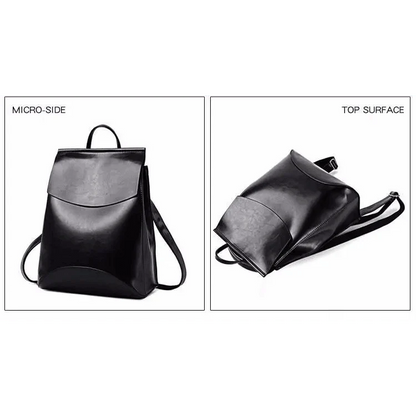 Stevvex leather backpack, black, large-capacity bag for women and teens, two-view display on Tampa Home & Garden Store