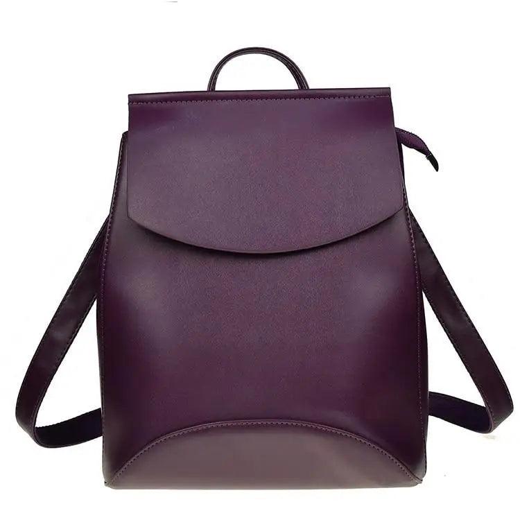 Stevvex purple leather backpack with handle, flap front, large capacity bagpack on Tampa Home & Garden Store