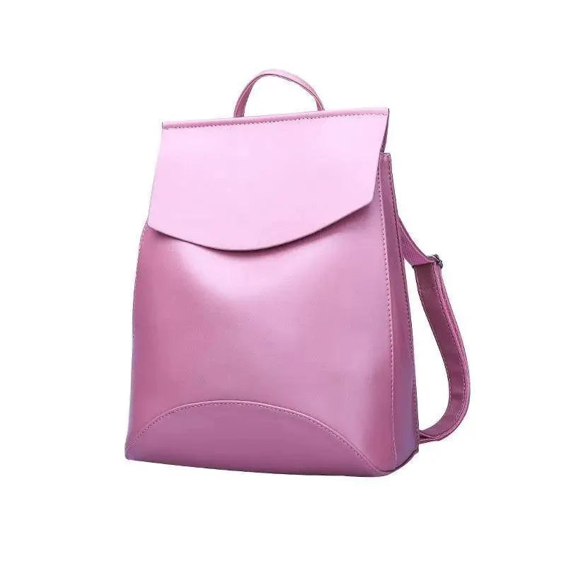 Backpack Stevvex pink leather ALU77184HCR with flap large-capacity shoulder bag for women on Tampa Home & Garden Store
