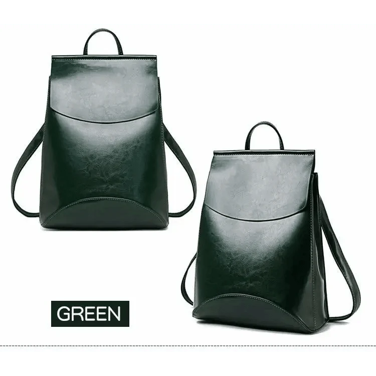 Stevvex two green leather backpacks with top handle, large capacity, adjustable straps on Tampa Home & Garden Store