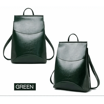 Stevvex two green leather backpacks with top handle, large capacity, adjustable straps on Tampa Home & Garden Store