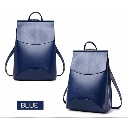Stevvex blue leather backpacks, large capacity shoulder bagpack, pair shown on Tampa Home & Garden Store