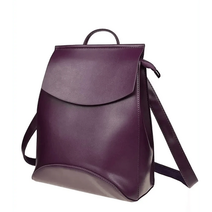 Stevvex purple leather backpack with top handle, roomy interior on Tampa Home & Garden Store