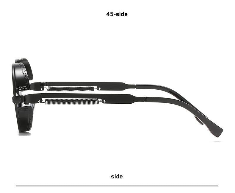 Stevvex black round metal frame sunglasses with retro style and spring hinge temples on Tampa Home & Garden Store